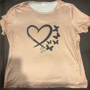 Women's Pink Heart and Butterfly Top